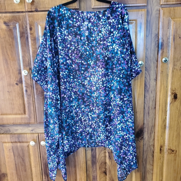 Lane Bryant Chiffon Kimono Onesize Colorful Purple Polka-dot NWT - Picture 9 of 9